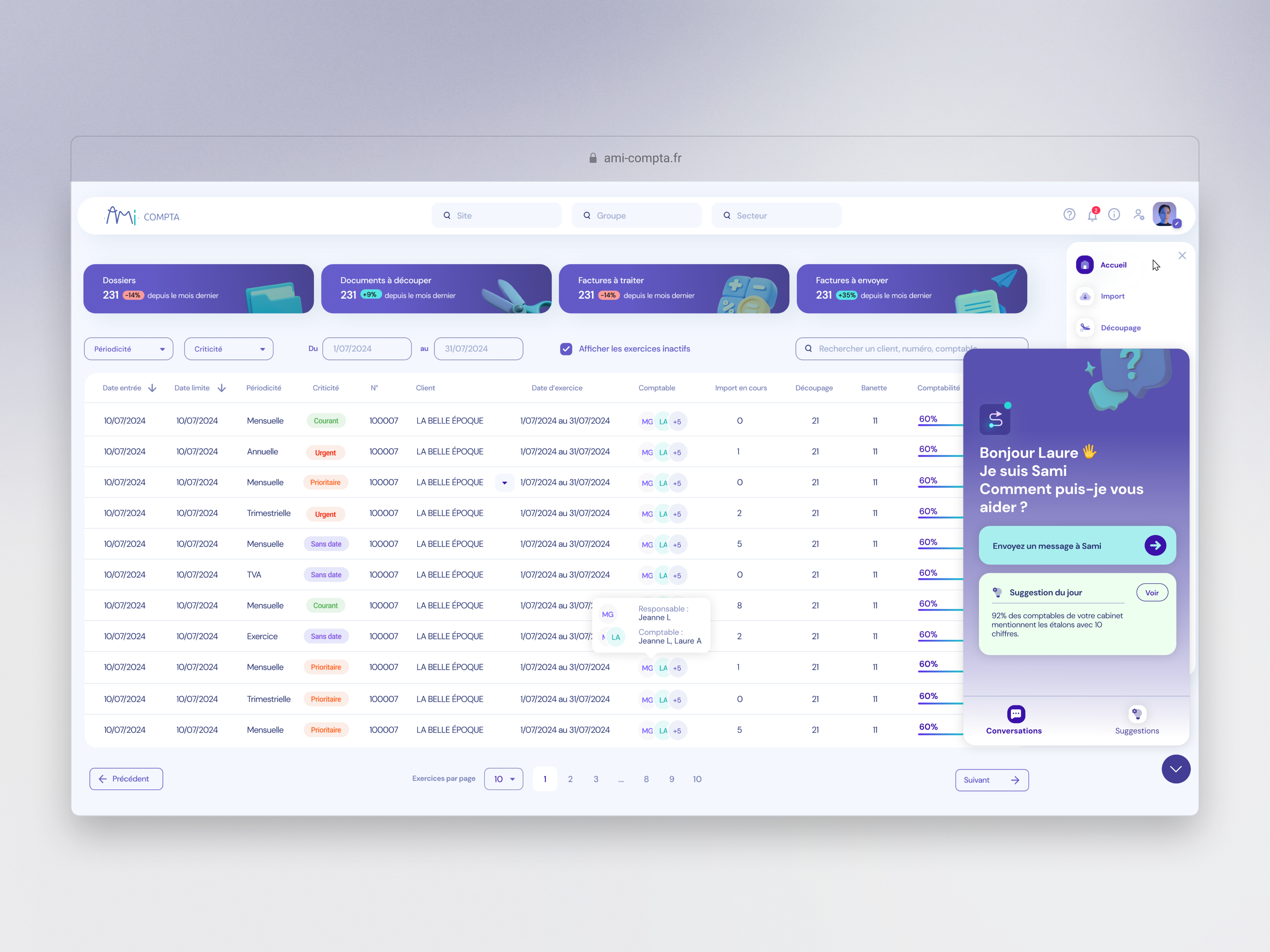 Plateforme SaaS de traitement de factures Ami Compta